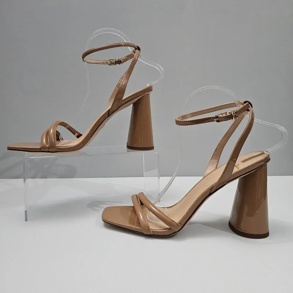 NEW Sam Edelman Kia Block Heel Strappy Sandal Rosa Blush Patent Size 10.5 - Picture 2 of 12